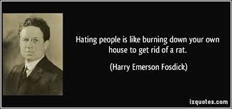 Hating people is like burning down your own house to get rid of a rat. via Relatably.com