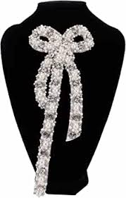 Handmade Large Pearl Bow Flower Beaded Patch for Clothing Embroidery Applique Decoration Patches Sewing on Accessories (White) - Product from Amazon.com