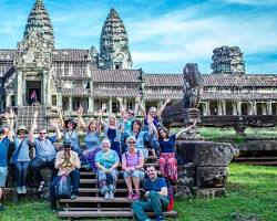 Image of tourists exploring Angkor Wat