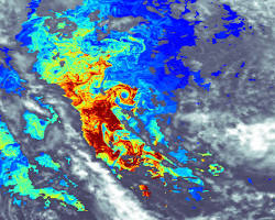 Image of satellite image of the swirling currents in the ocean