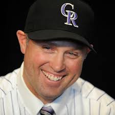 Michale Cuddyer, Casey Blake, Tyler Chatwood, Tyler Colvin, Jeremy Guthrie, D.J. Le Mahieu, Guillermo Moscoso, Josh Outman, Zach Putnam, and Marco Scutaro. - smiling-cuddyer