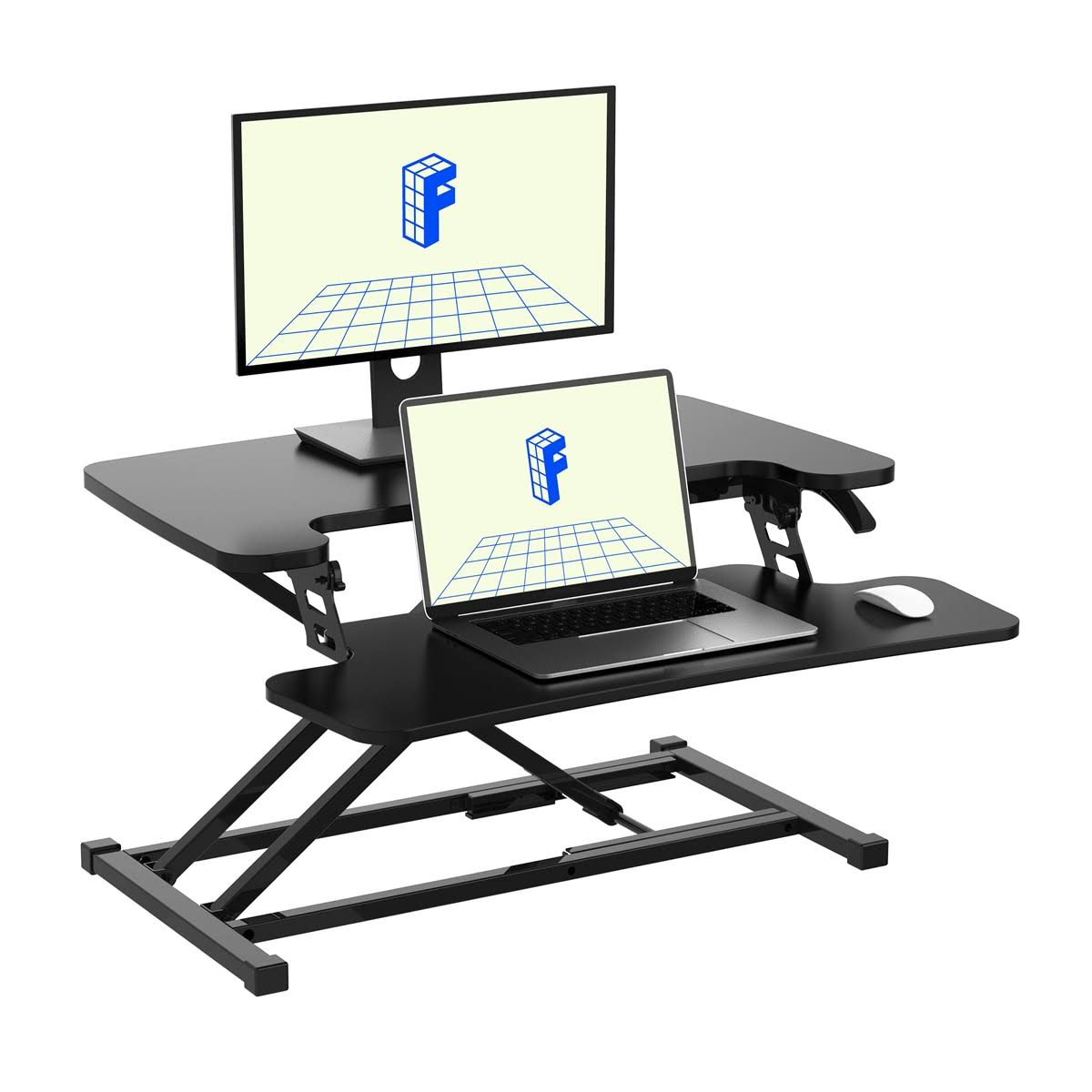 FlexiSpot M7 35" Wide Black Height Adjustable Standing Desk Converter Sit to Stand Converter Stand Up Desk Tabletop Workstation for Dual Monitor Riser