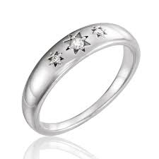 Starburst Band - Tapered Star Set Diamond Stacking Wedding or Annivers – Nodeform