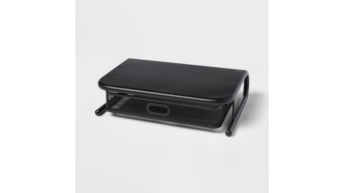 Mesh Monitor Stand with Drawer Black Brightroom