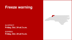 Freeze warning affecting North Carolina mountains
