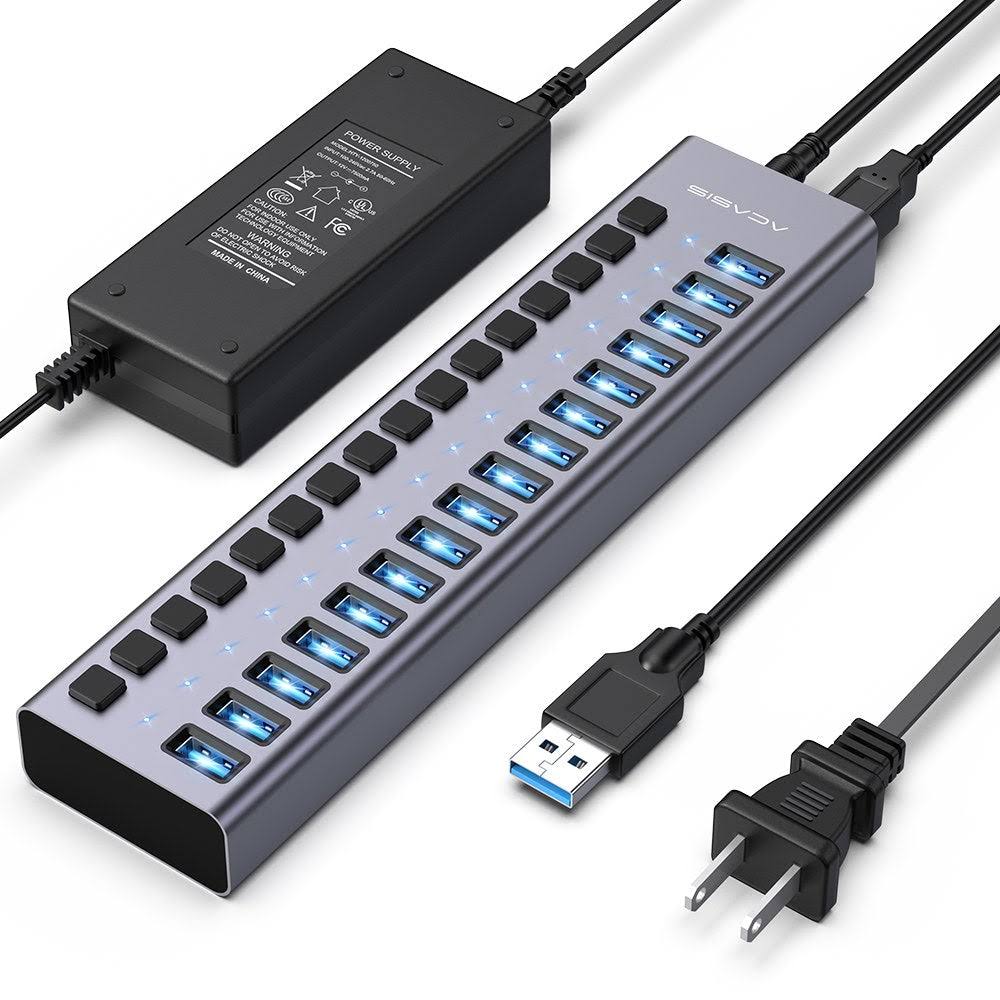 Acasis Multi USB 3.0 Hub 16 ports High Speed With ON OFF Switch Adapter Splitter
