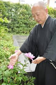 薬師寺東京別院で双頭シャクヤクが開花