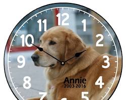 clock with a pet's photo on itの画像