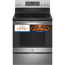 GE 30 in. 5.3 cu. ft. Freestanding Electric Range in Stainless Steel with Convection, Air Fry Cooking