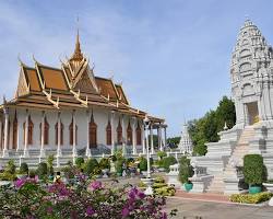 The golden spires of the Silver Pagoda complex