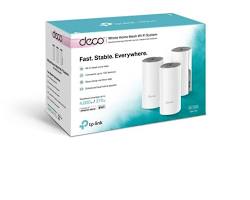 TPLink Deco E4 AC1200 mesh WiFi 5 2pack product images and box, generada por IA