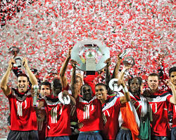 Eden Hazard celebrating the Ligue 1 title with Lille in 2011