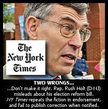 Rush Holt (D-NJ)&#39;s new election reform bill (H.R. 2894), in which they included a huge factual error about the legislation, ... - RushHolt_NYTimes