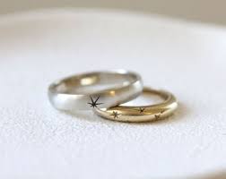 White Gold Star Ring, Men's Star Wedding Band, Wedding Ring for Him, 14k Solid Gold Ring, 