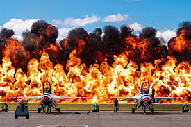 Impressive pyrotechnics at Air Force Thunderbirds show