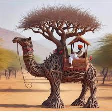 What a ѕtᴜппіпɡ camel sculpture crafted from branches! n