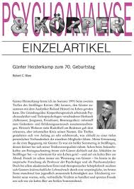 Günter Heisterkamp zum 70. Geburtstag – Psychosozial-