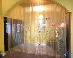 Rèm thờ bẳng vải thêu hoa sen