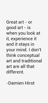 Damien Hirst quote: Great art - or good art - is when you look at via Relatably.com