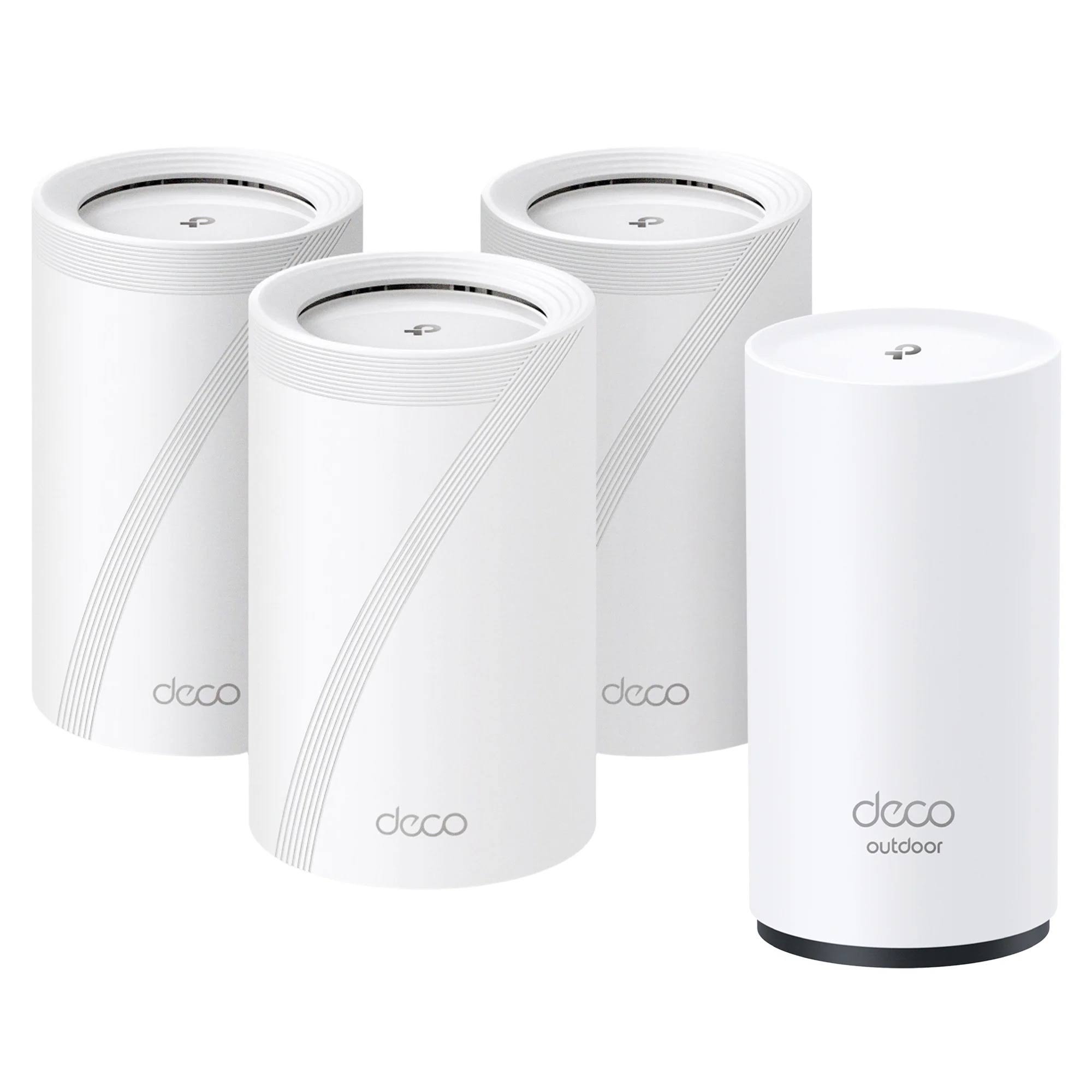 TP-Link Deco BE63 3-Pack BE10000 Tri-Band Whole Home Mesh Wi-Fi 7 System & BE25 Outdoor Dual-Band BE5000 Wi-Fi 7 Mesh Extender Bundle Set