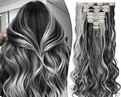 Image de Long Grey Hair with Hair Clips