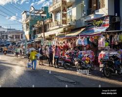 Image of bustling street market in Cambodia