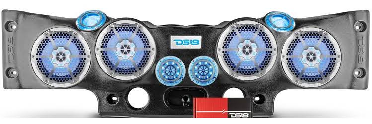 DS18 Jeep JK/JKU Complete Sound Bar Package with Metal Grill Speakers, Black, 8"