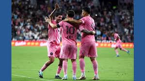 Messi playing for Inter Miami against San Diego in Major League Soccer