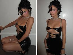 Kylie Jenner Dons Latex Cutout Dress, Warns 'Careful What You Wish For'