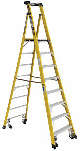 WERNER, 10 ft Ladder Size, Fiberglass, Podium Stepladder ...