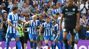 Brighton's Gruda grabs last-gasp winner to sink Man City 2-1