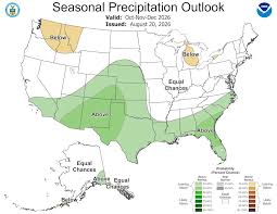 NOAA Issues Map Pointing to Heavier Rain and Snow Across Several States From October Through December — Yahoo