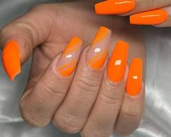 Hình ảnh về Neon Orange nail design