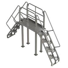 Crossover Ladders, Alternating Tread, 78" Stair Ht, 77.8125 ...