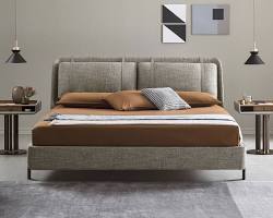 Image of Metal divan with upholstered headboard