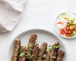 Seekh kebabs on a skewer