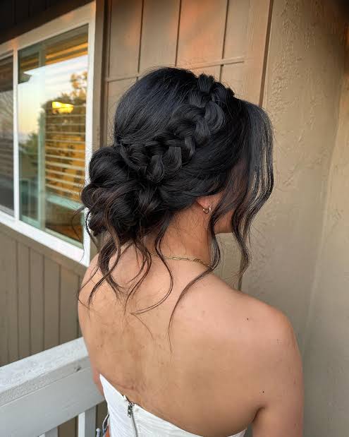 Boho braided updo for this April bride! . . . . #sandiegobride ...