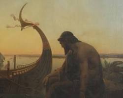 Image of Odyssey Book 13 classical art Phaeacians drop off Odysseus in Ithaca sleep