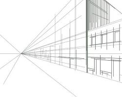 visual perspective in art vanishing point linear perspective drawing, AI generated