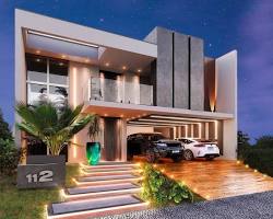 Imagem de Grandes janelas em uma casa moderna americana