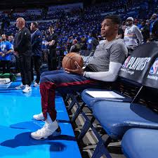 Russell Westbrook in action, showcasing his dynamic play style.