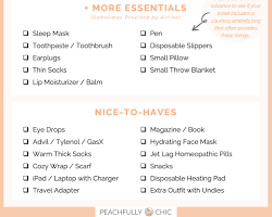 Image of packing list with essential items checked off