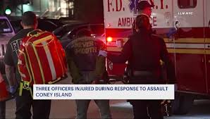 NYPD officers engaged in an arrest