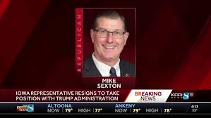 Mike Sexton Resigns from Iowa House to Join Trump Administration