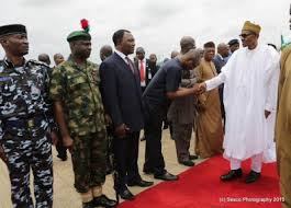 Image result for pictures president buhari been welcome back to nigeria