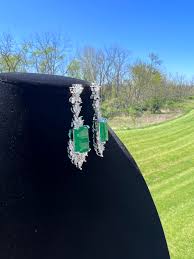 EMERALD EARRING Chandelier Dangle Drop Bicolor Luxury Vibrant Green Emerald Dangle Drop Earring Emerald Earring Neon Glowing May Birthstone - Etsy - Product from Etsy