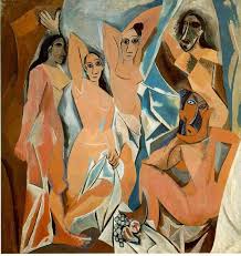 Cuadro Las señoritas de Avignon de Picasso utilizado en la entrada Diferentes formas de plantear un cuadro en Picasso y Matisse  en donde se comentan las distintas formas de empezar y acabar una obra en el trabajo de Picasso y en el de Matisse. Y como esto deriva de diferentes formas de entender el arte. Escrito por Juan Sánchez Sotelo para la Academia de dibujo y pintura Artistas6 de Madrid. Clases y cursos para aprender a dibujar y pintar. Clases de arte. Análisis de  cuadros.