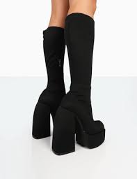 Jayce Black Nylon Chunky Platform Boots | Public Desire