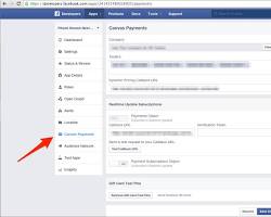 Image of Facebook payments settings