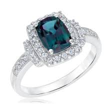 Cushion Created Alexandrite and Created White Sapphire Ring | REEDS Jewelers